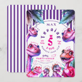 Birthday Invitation Kids Watercolour Dinosaur Einladung (Vorne/Hinten)