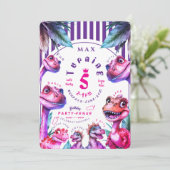 Birthday Invitation Kids Watercolour Dinosaur Einladung (Stehend Vorderseite)