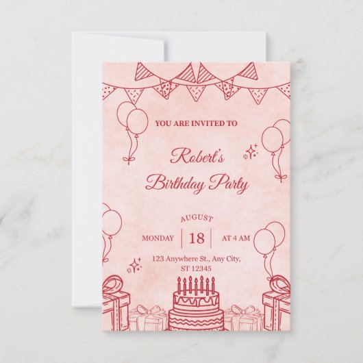 Birthday invitation RSVP karte (Vorderseite)