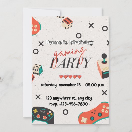 Birthday Invitation Video Game Party Boys Girls Einladung (Vorderseite)