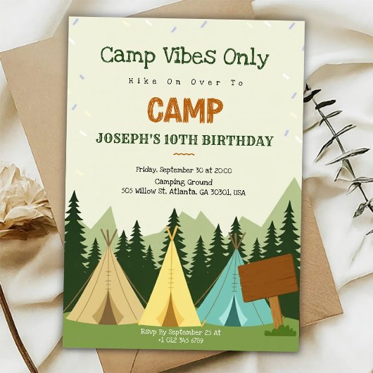 Birthday Invitation with a camping vibe  Einladung