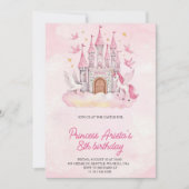 Birthday Invitation with a pink castle Einladung (Vorderseite)