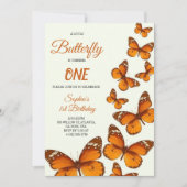 birthday invitation with vibrant orange butterfly einladung (Vorderseite)