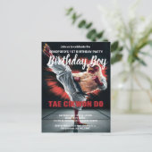 Birthday Invite Chicken Kicking Punching Bag Postkarte (Stehend Vorderseite)
