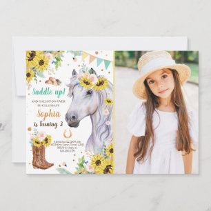Birthday Invite Girl Sunflowers Pony Einladung