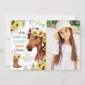 Birthday Invite Girl Sunflowers Pony Einladung (Vorderseite)
