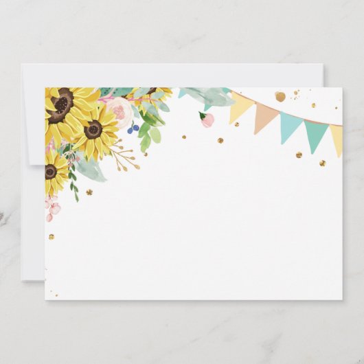 Birthday Invite Girl Sunflowers Pony Einladung (Rückseite)