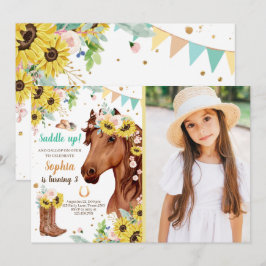 Birthday Invite Girl Sunflowers Pony Einladung