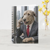 Birthday Irish Wolfhound Businessman Karte (Gelbe Blume)