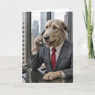 Birthday Irish Wolfhound Businessman Karte