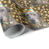 Birthday Irish Wolfhound Dog With Party Hat Geschenkpapier (Rolleneckpunkt)
