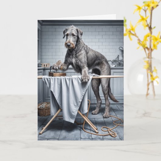 Birthday Irish Wolfhound Ironing Karte (Gelbe Blume)