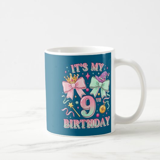 Birthday It's My 9th Birthday Cute Magical Princes Kaffeetasse (Rechts)