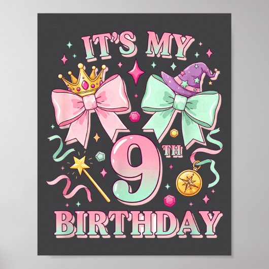 Birthday It's My 9th Birthday Cute Magical Princes Poster (Vorne)