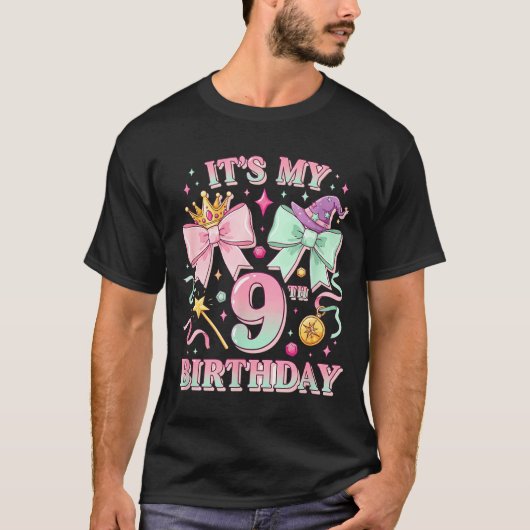 Birthday It's My 9th Birthday Cute Magical Princes T-Shirt (Vorderseite)