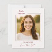 Birthday ivory rose gold photo Save the Date card (Vorderseite)