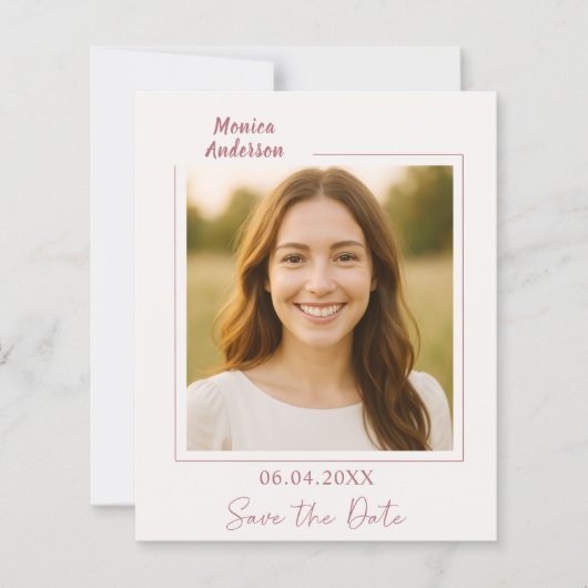 Birthday ivory rose gold photo Save the Date card (Vorderseite)