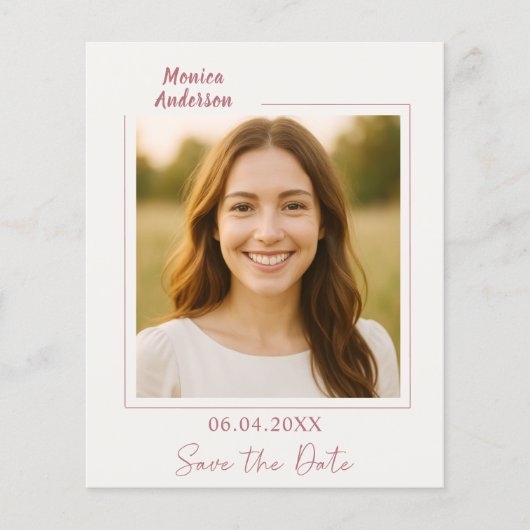 Birthday ivory rose gold photo Save the Date Flyer (Vorne)