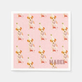 Birthday Jack Russell Dog Party Hat Pink Personal Serviette (Vorderseite)