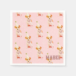 Birthday Jack Russell Dog Party Hat Pink Personal Serviette