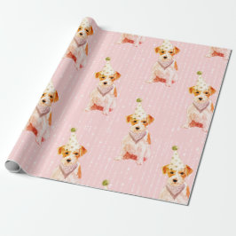 Birthday Jack Russell Dog Pink Party Hat Geschenkpapier