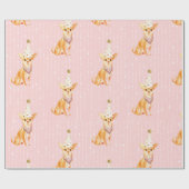 Birthday Jack Russell Dog Pink Party Hat Geschenkpapier (Flach)