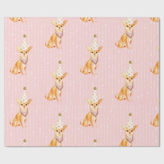Birthday Jack Russell Dog Pink Party Hat Geschenkpapier (Flach)
