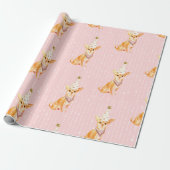Birthday Jack Russell Dog Pink Party Hat Geschenkpapier (Ungerollt)
