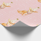 Birthday Jack Russell Dog Pink Party Hat Geschenkpapier (Ecke)