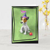 Birthday JackRusselB Karte (Gelbe Blume)