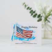 Birthday Jeremiah 29:11 Bibelamerikanische Flagge Postkarte (Stehend Vorderseite)