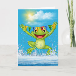 Birthday Jumping Frosch im Wasser Karte