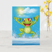 Birthday Jumping Frosch im Wasser Karte (Gelbe Blume)