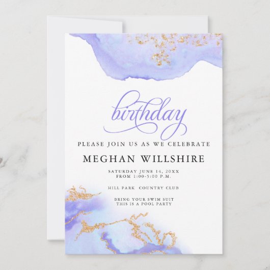 Birthday June Alexandrite Watercolor Geode Einladung (Vorderseite)