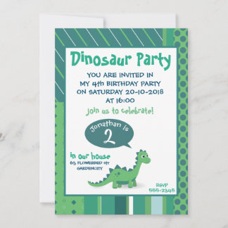 Birthday Junge Dinosaurier Blau Einladung