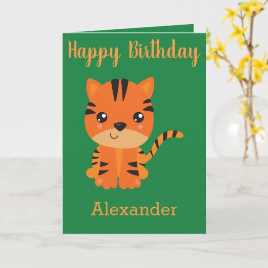 Birthday-Jungen-Tigerkarte Karte (Gelbe Blume)
