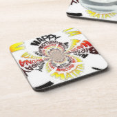 Birthday Kaleidoskop Art Print Getränkeuntersetzer (Linke Seite)