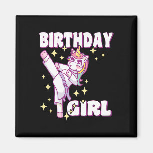Birthday Karate Unicorn Girl Magnet