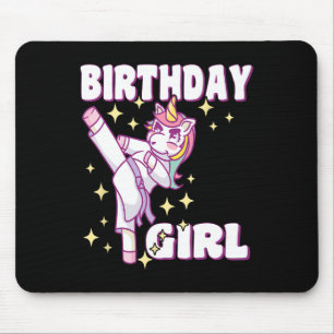 Birthday Karate Unicorn Girl Mousepad