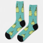 Birthday Kawaii Green Frog - Niedliches Party Must Socken (Linkes Detail)