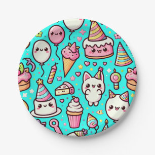 Birthday Kawaii Pattern Pappteller