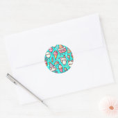 Birthday Kawaii Pattern Runder Aufkleber (Umschlag)