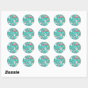 Birthday Kawaii Pattern Runder Aufkleber