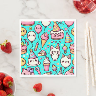 Birthday Kawaii Pattern Serviette