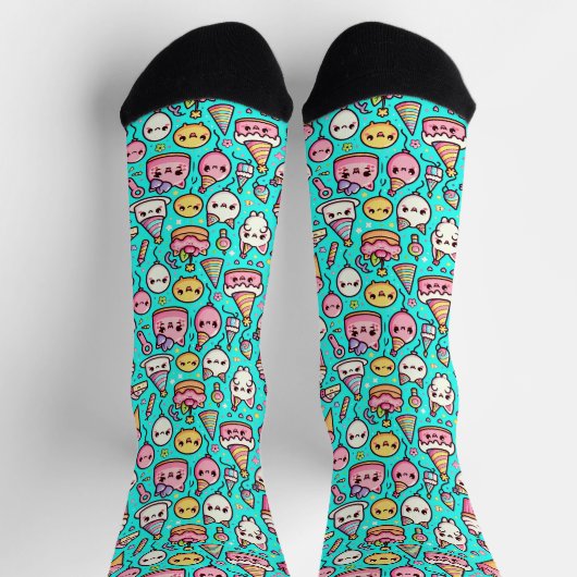 Birthday Kawaii Pattern Socken (Oben)