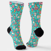 Birthday Kawaii Pattern Socken (Gewinkelt)