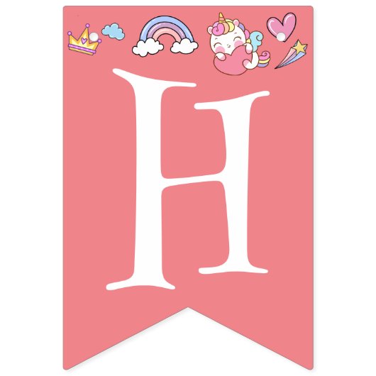 Birthday Kawaii Regenbogen Einhorn Galaxie Party Wimpelkette (Zweite Fahne)