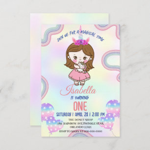 Birthday Kawaii Regenbogen Einhorn Party für Mädch Dankeskarte