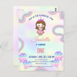 Birthday Kawaii Regenbogen Einhorn Party für Mädch Postkarte