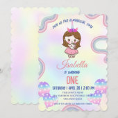 Birthday Kawaii Regenbogen Einhorn Party niedlich  Einladung (Vorne/Hinten)